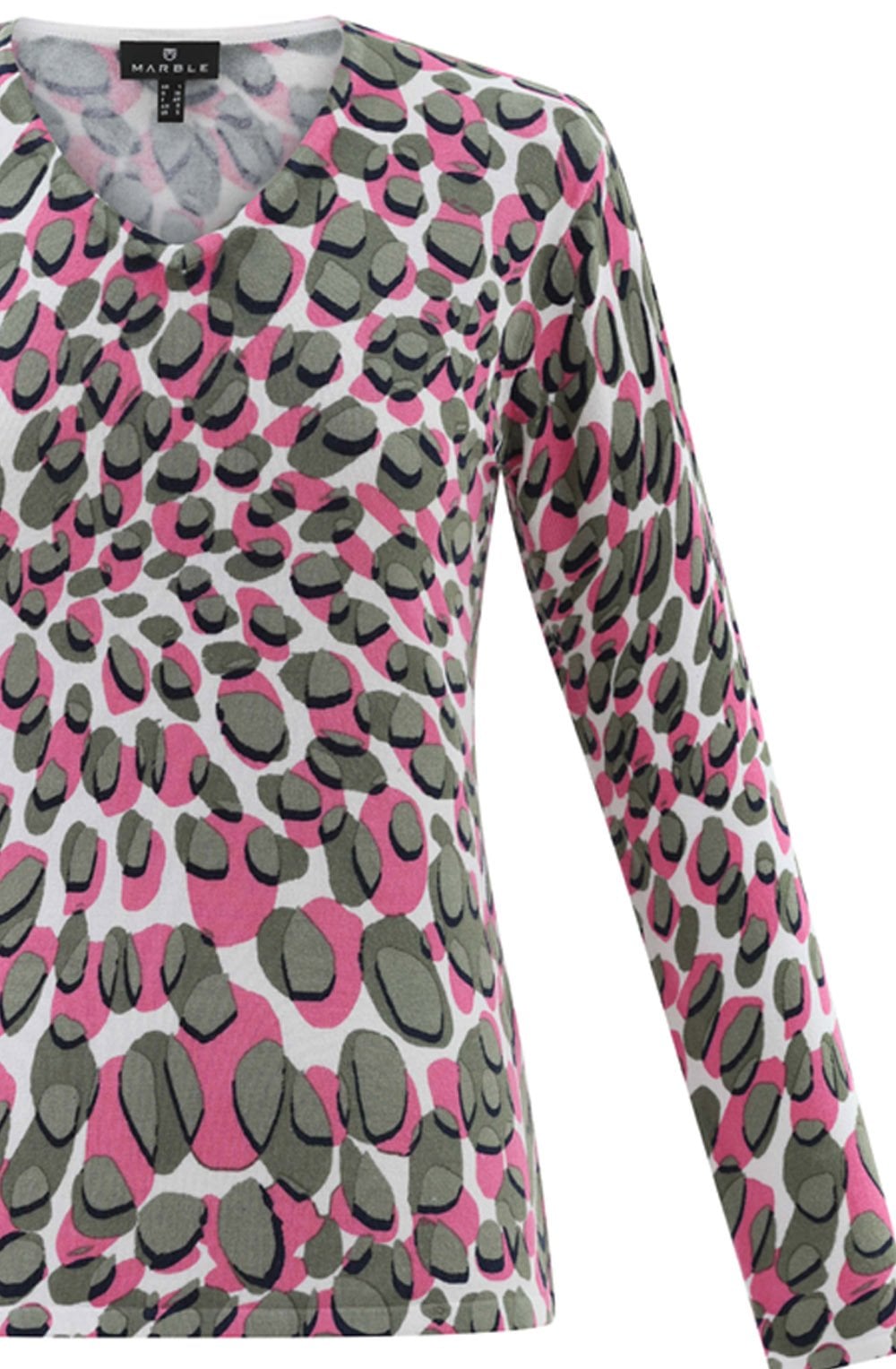 Khaki and Pink Splodge Print Jumper