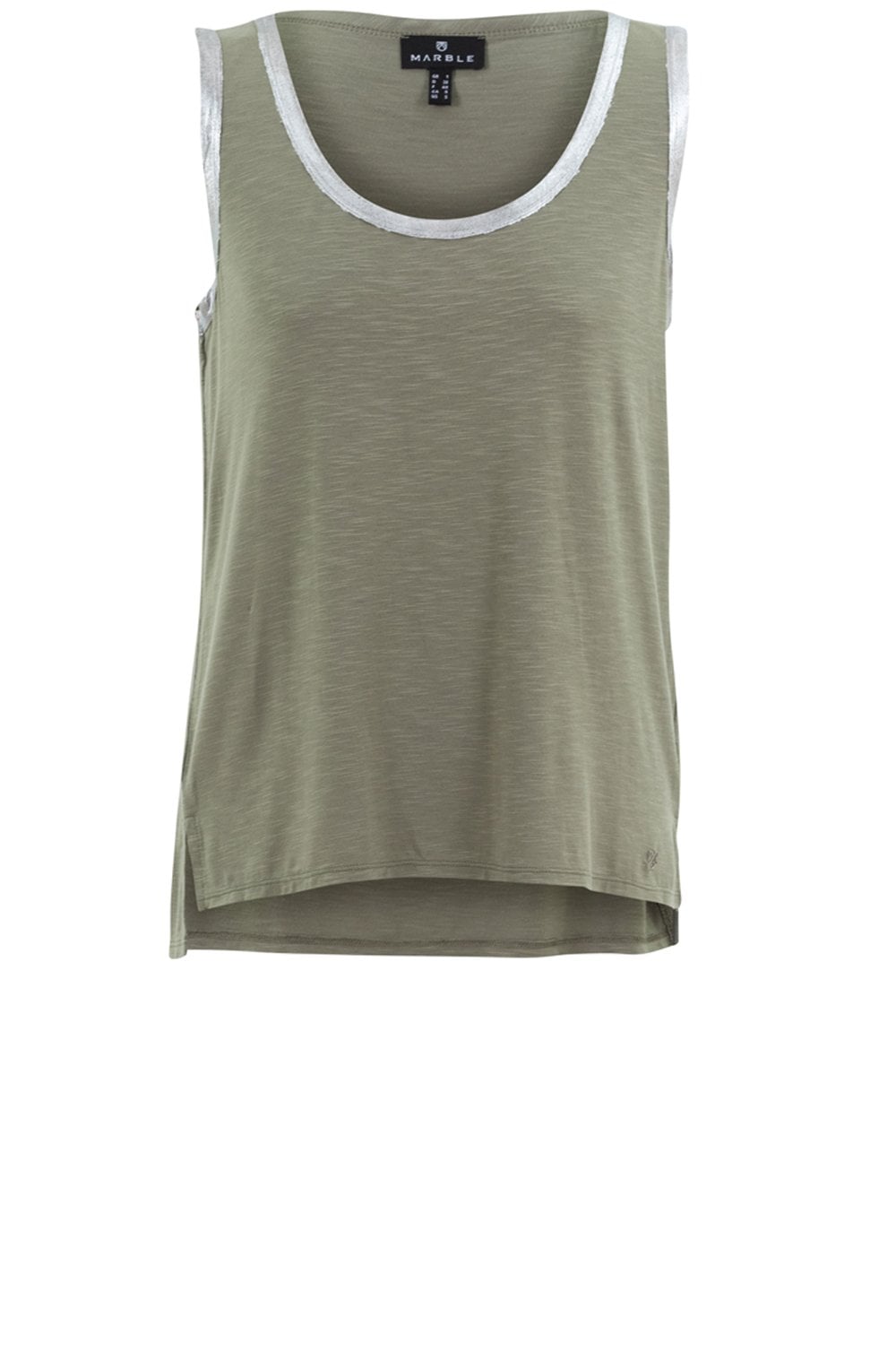 Khaki and Silver Shimmer Vest Top