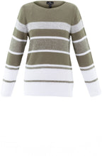 Khaki and White Distorted Stripe Jumper