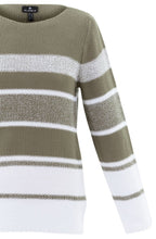 Khaki and White Distorted Stripe Jumper
