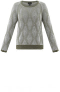 Khaki and White Patterned Cable Knit Jumper