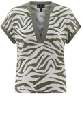 Khaki Animal Print Tunic Neck Top