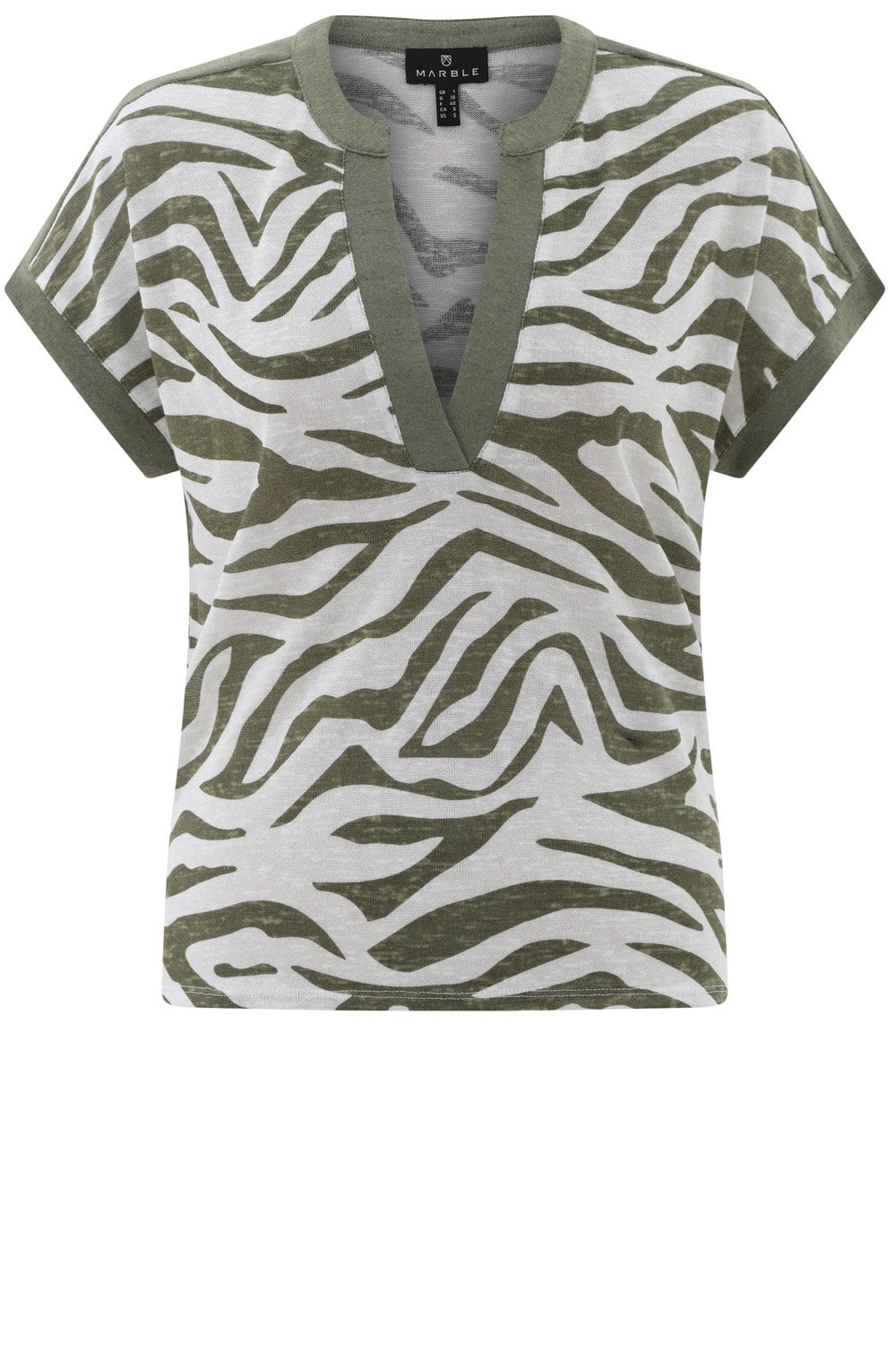 Khaki Animal Print Tunic Neck Top