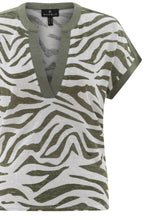 Khaki Animal Print Tunic Neck Top