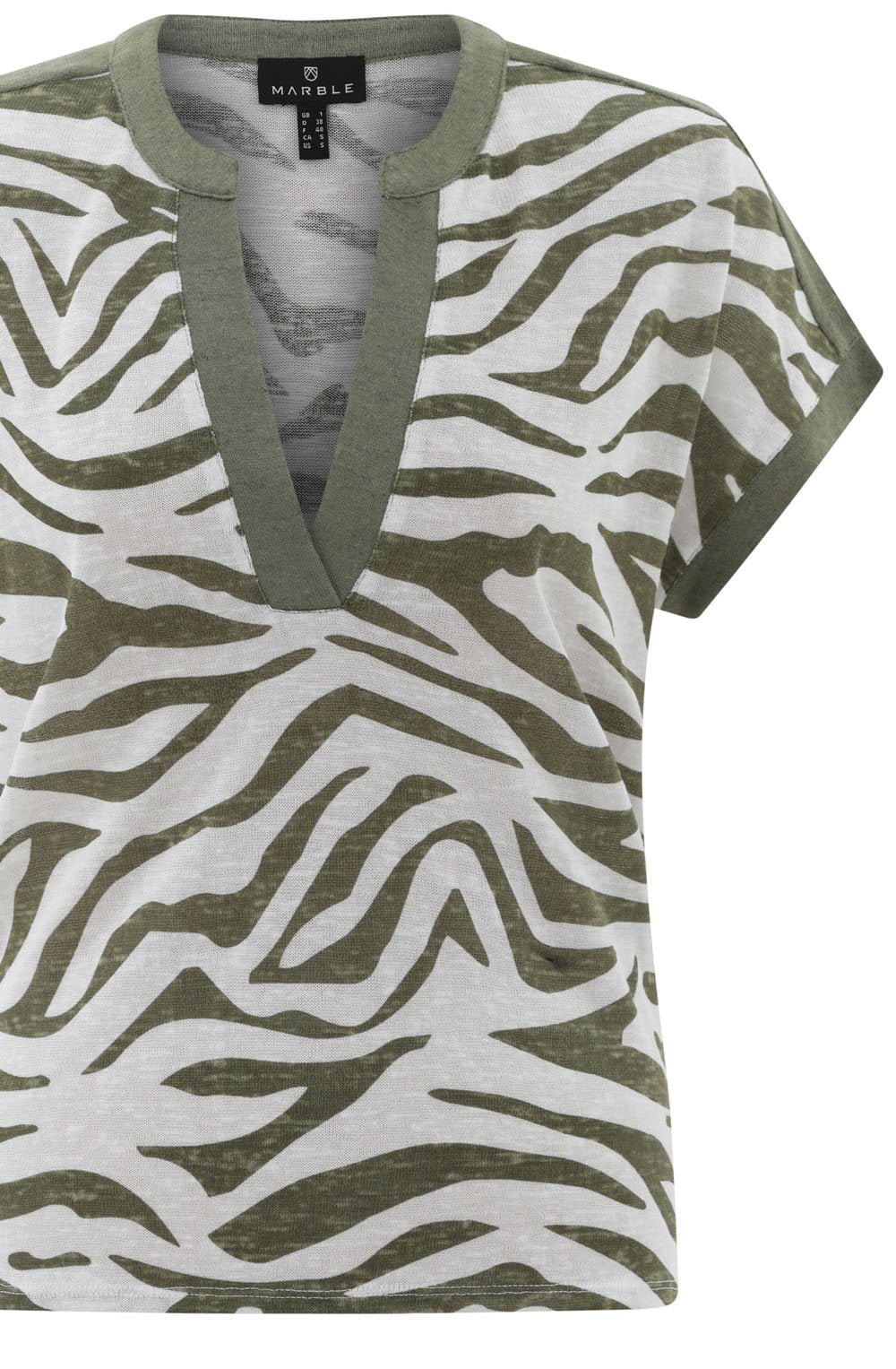 Khaki Animal Print Tunic Neck Top