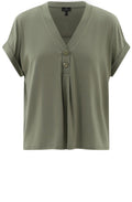Khaki Button Detail Relaxed T Shirt