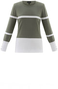 Khaki Colour Block Fitted Jumper
