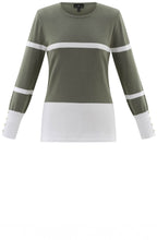 Khaki Colour Block Fitted Jumper