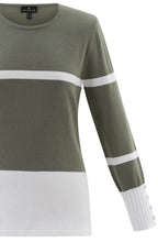 Khaki Colour Block Fitted Jumper