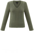 Khaki Contrasting Knit V Neck Jumper
