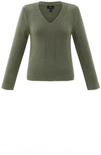 Khaki Contrasting Knit V Neck Jumper
