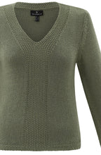 Khaki Contrasting Knit V Neck Jumper
