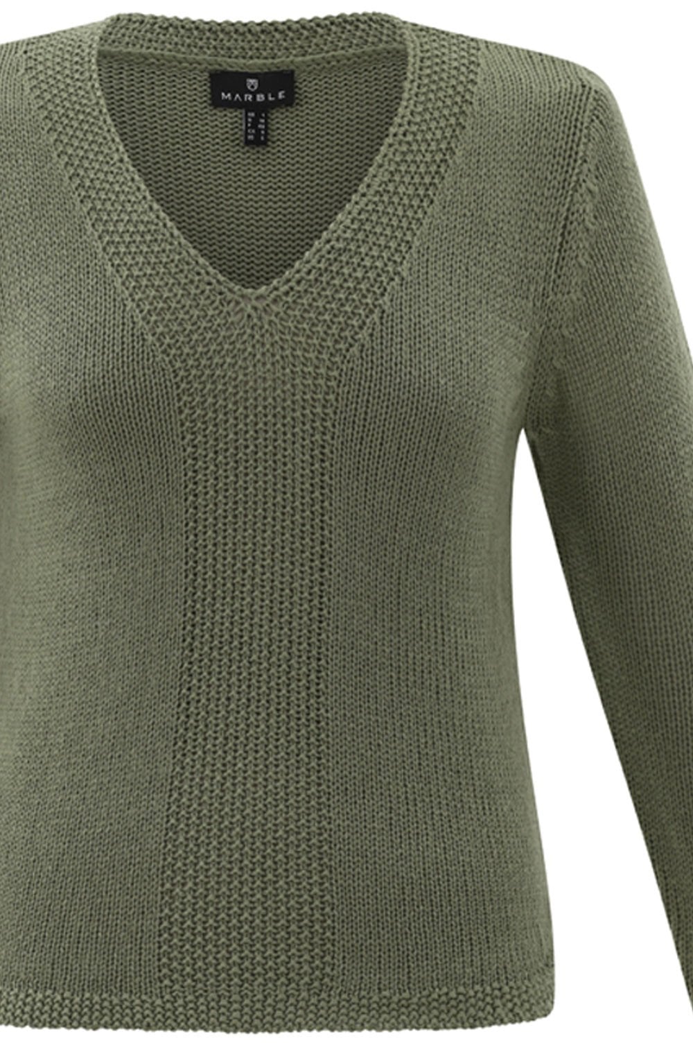 Khaki Contrasting Knit V Neck Jumper
