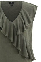 Khaki Cross Over Ruffle Top