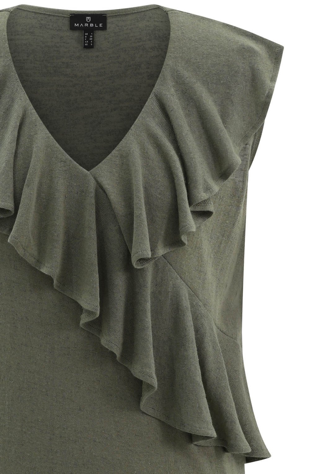 Khaki Cross Over Ruffle Top