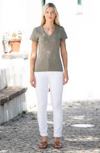 Khaki Diamante Sparkle T shirt