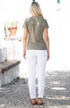 Khaki Diamante Sparkle T shirt