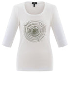 Khaki Diamante Swirl Sleeve Top