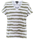Khaki Distorted Stripe T Shirt