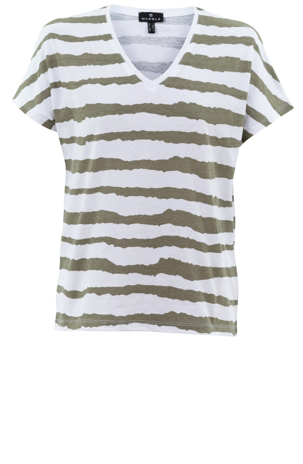 Khaki Distorted Stripe T Shirt