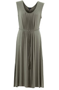 Khaki Fit and Flare Jersey Dress