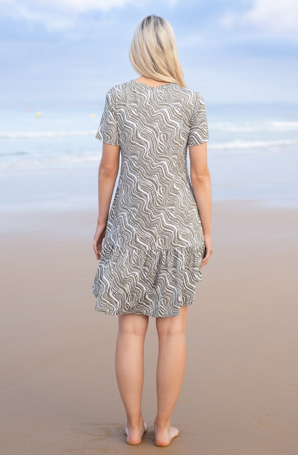 Khaki Flared Skirt Dress