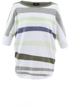 Khaki Green and White Short Sleeved Sweater