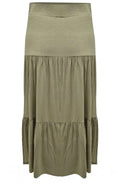 Khaki Jersey Tiered Skirt