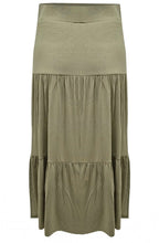 Khaki Jersey Tiered Skirt