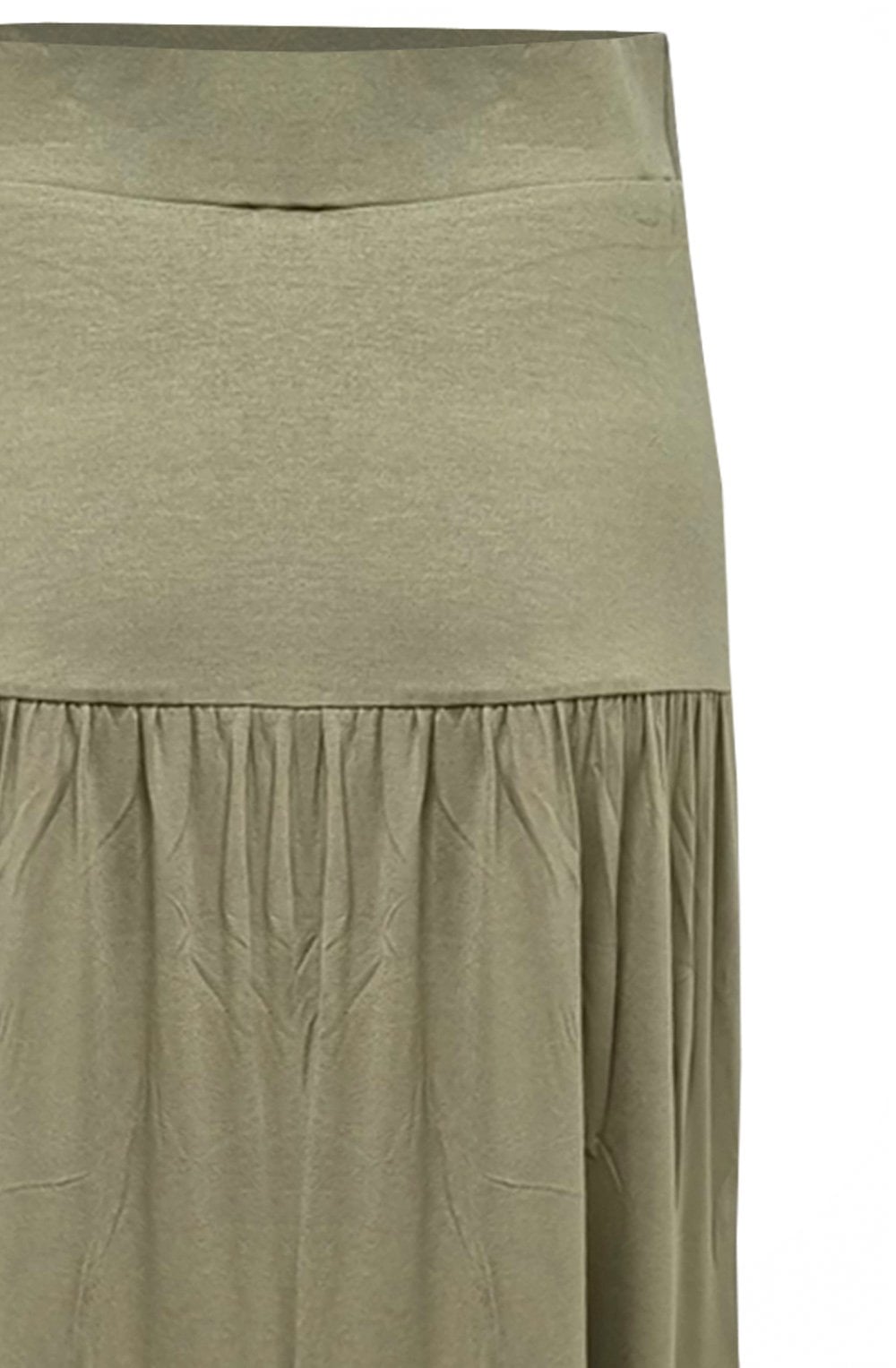 Khaki Jersey Tiered Skirt