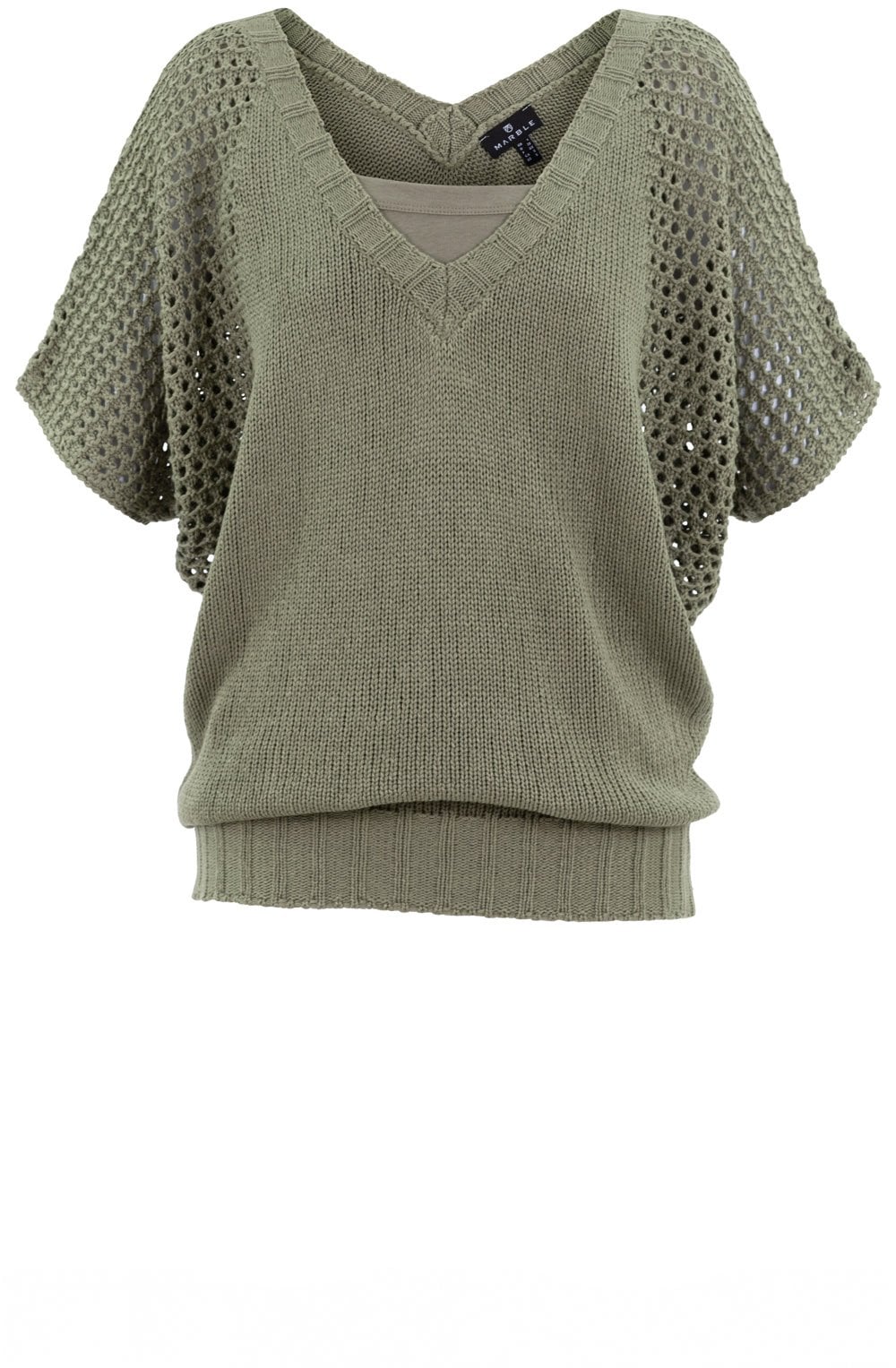 Khaki Layered Oversized Crochet Jumper