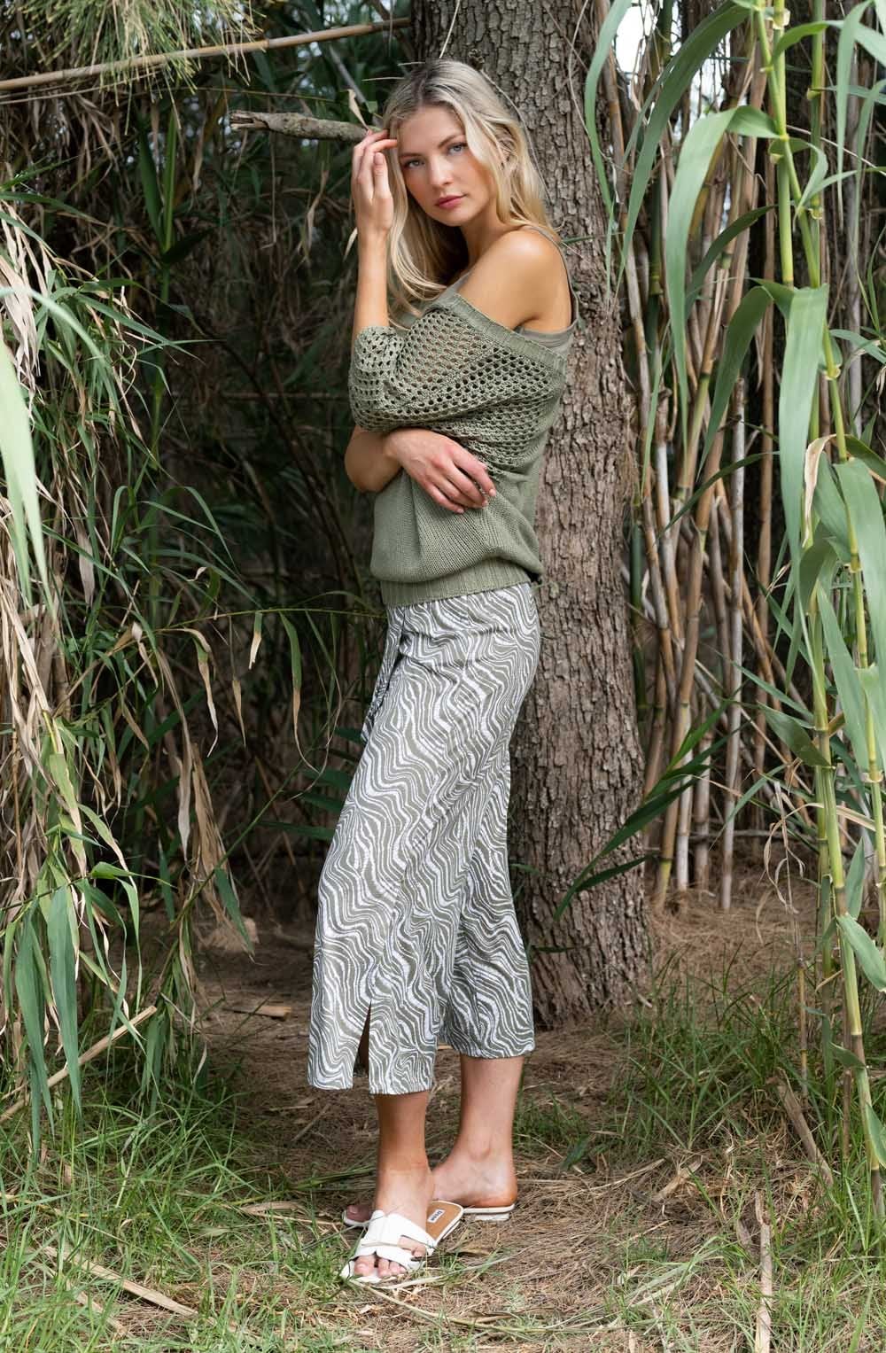 Khaki Layered Oversized Crochet Jumper