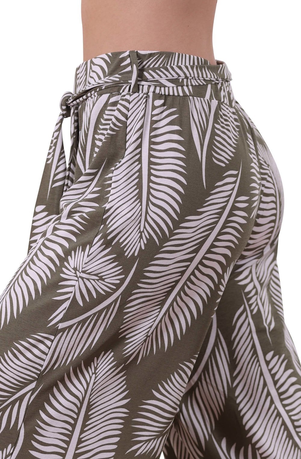 Khaki Palm Leaf Jersey Culottes
