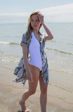 Khaki Palm Leaf Jersey Shirt Dress