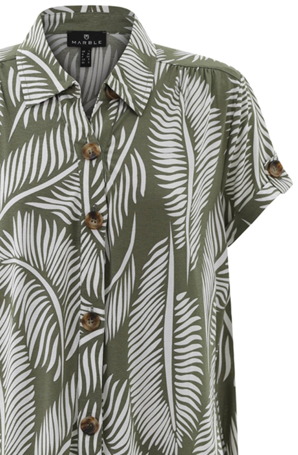 Khaki Palm Leaf Jersey Shirt Dress