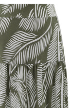 Khaki Palm Leaf Tiered Jersey Maxi Skirt