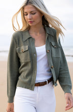 Khaki Perforated Knit Cardigan