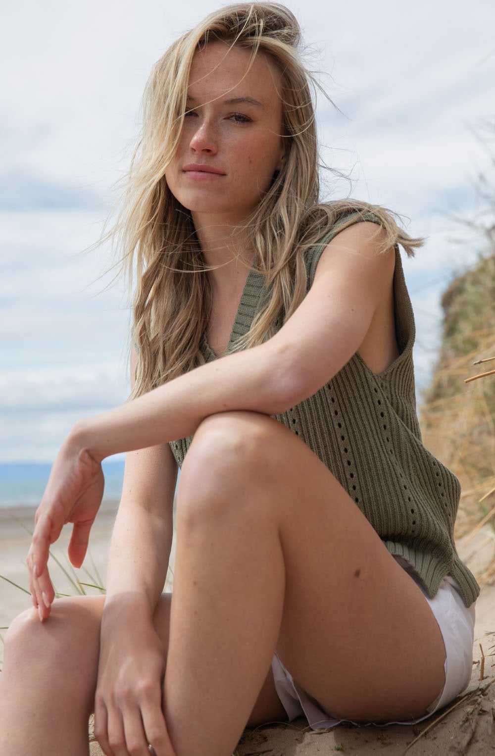 Khaki Relaxed Knitted Vest