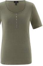 Khaki Silver Button Detail T Shirt