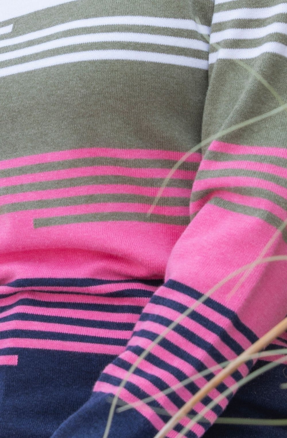Khaki Staggered Stripe Sweater