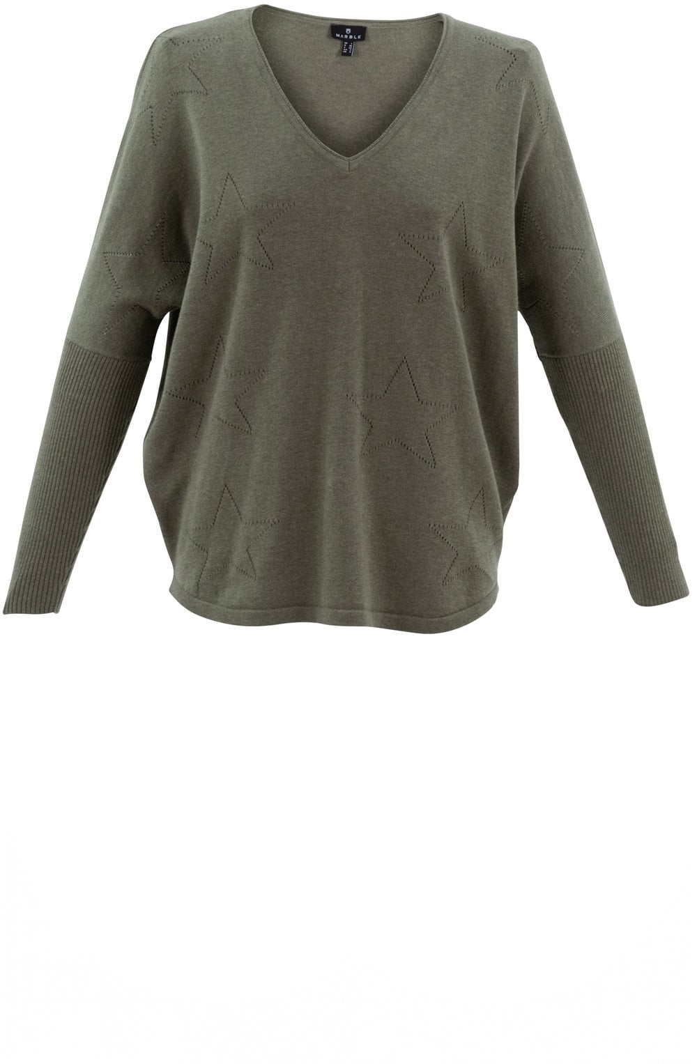 Khaki Star Design Relaxed Sweater