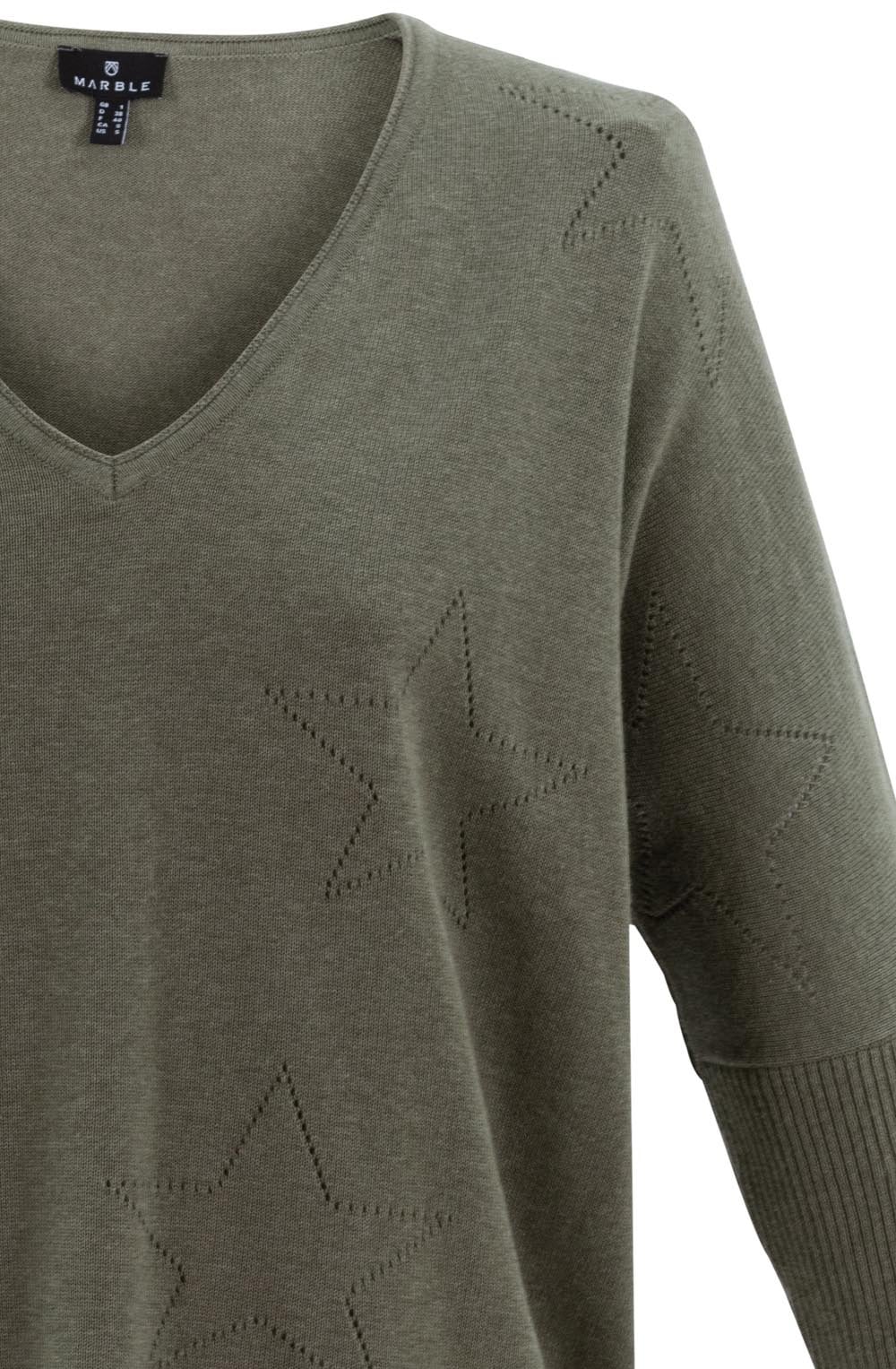 Khaki Star Design Relaxed Sweater