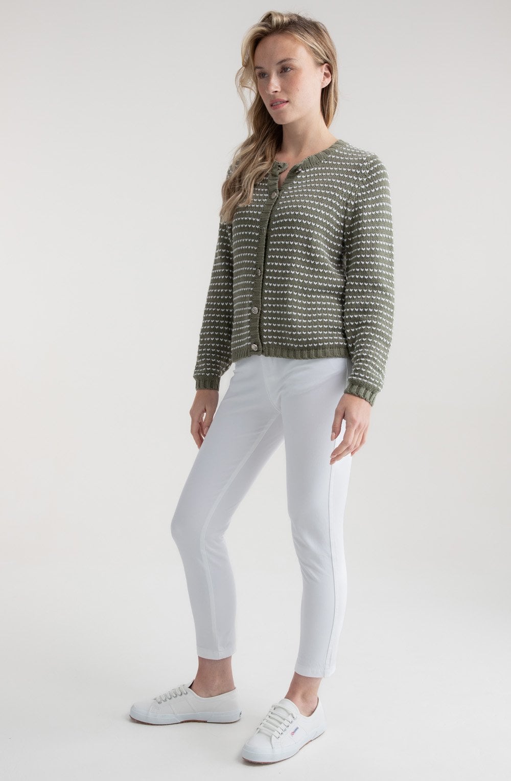 Khaki Statement Button Cardigan