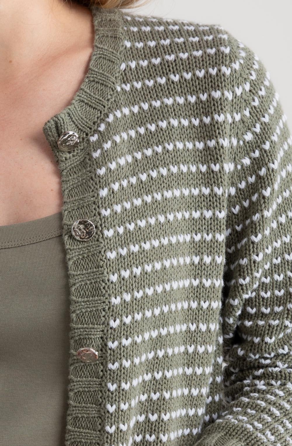 Khaki Statement Button Cardigan