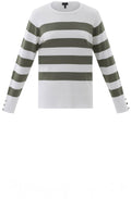 Khaki Stripes Button Cuff Jumper