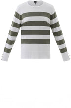 Khaki Stripes Button Cuff Jumper