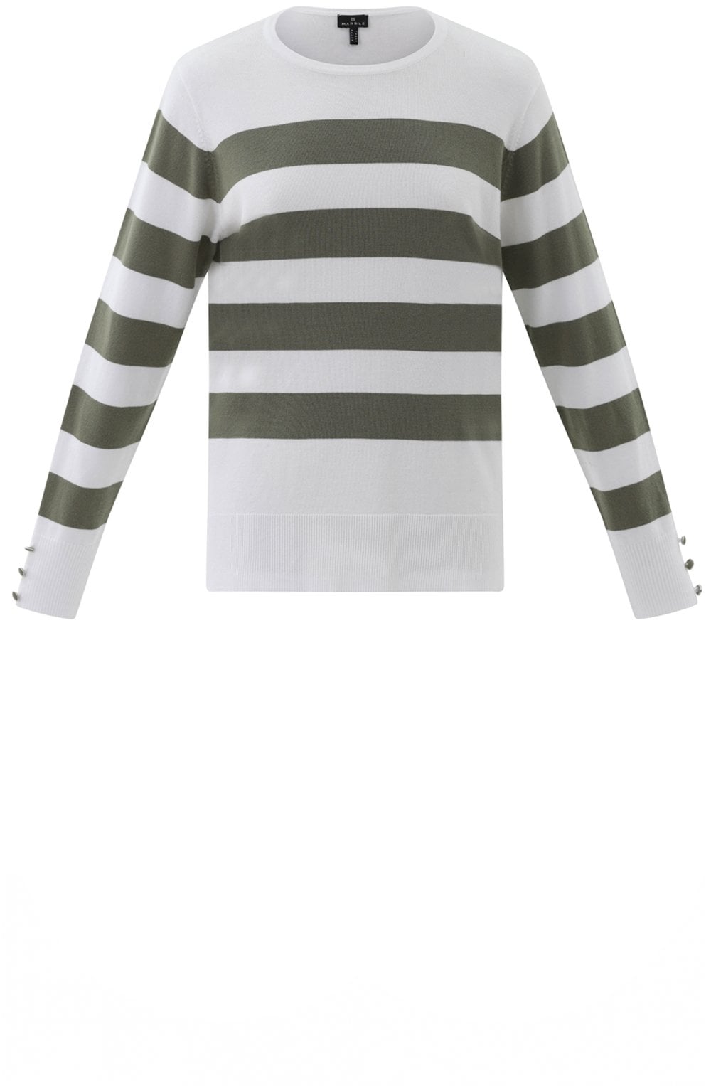 Khaki Stripes Button Cuff Jumper