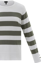 Khaki Stripes Button Cuff Jumper