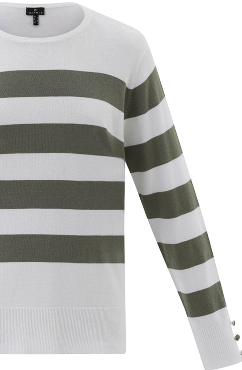 Khaki Stripes Button Cuff Jumper