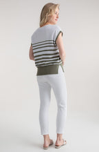 Khaki Textured Knit Cap Sleeve Top